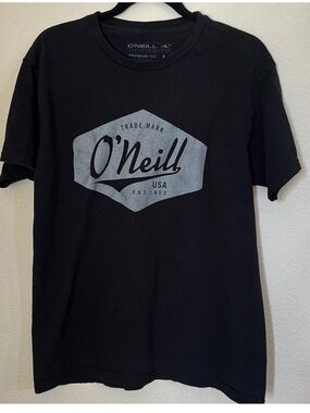 O'Neill Black Short Sleeve Logo Tee with Gray Badge